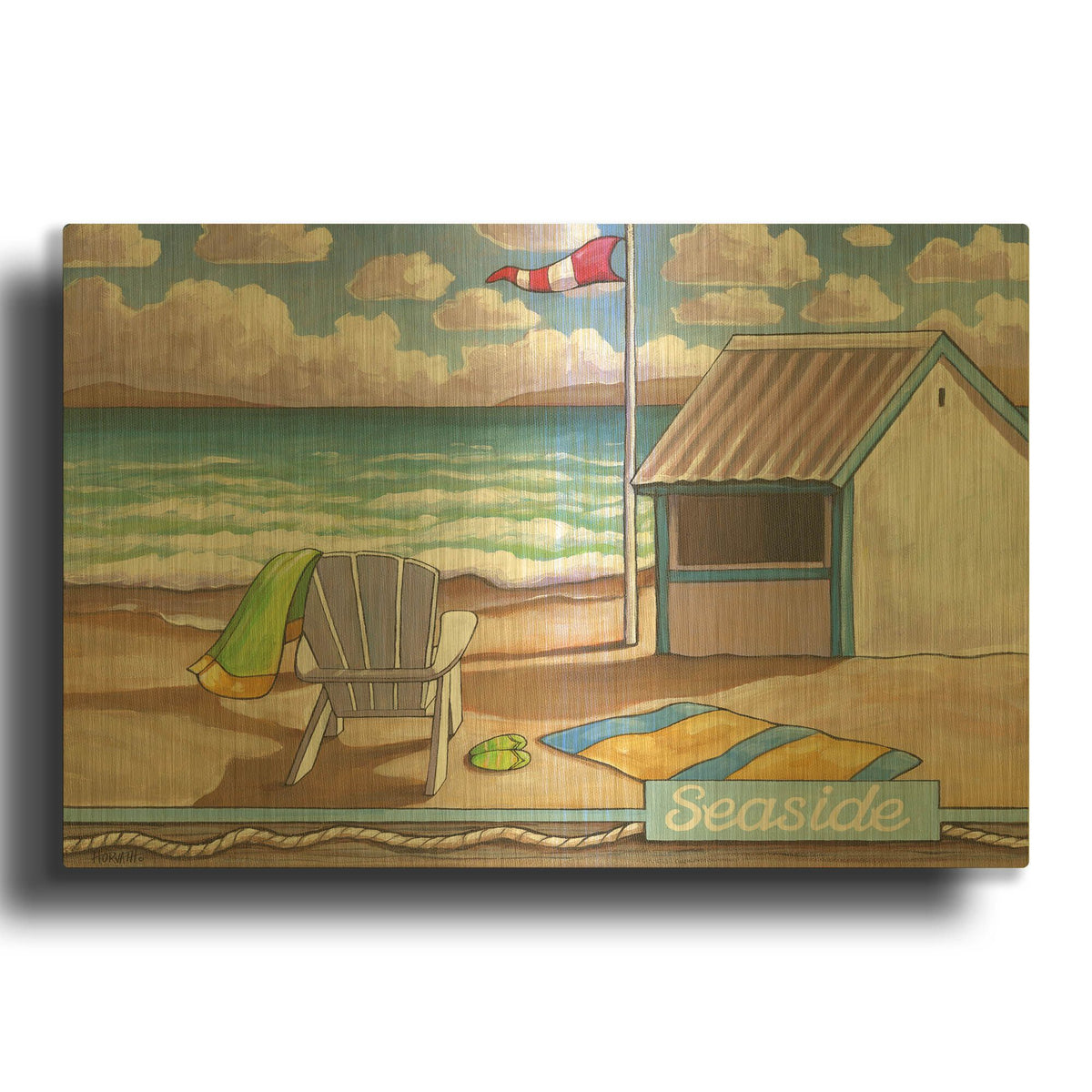'Seaside Beach' By Cathy Horvath Gold Metal Wall Art