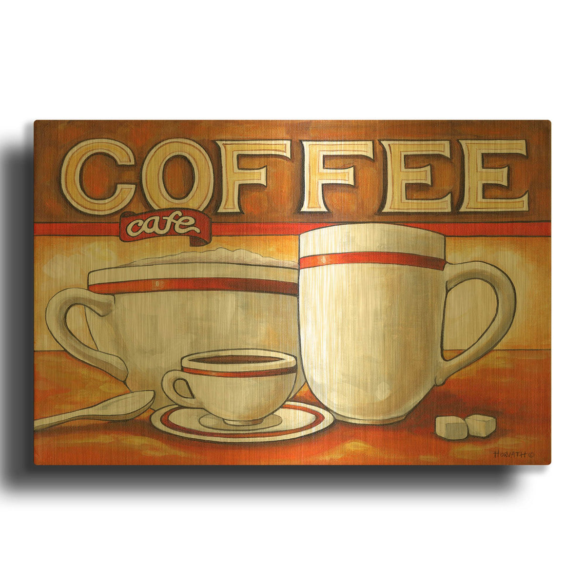 'Coffee Cafe' By Cathy Horvath Gold Metal Wall Art