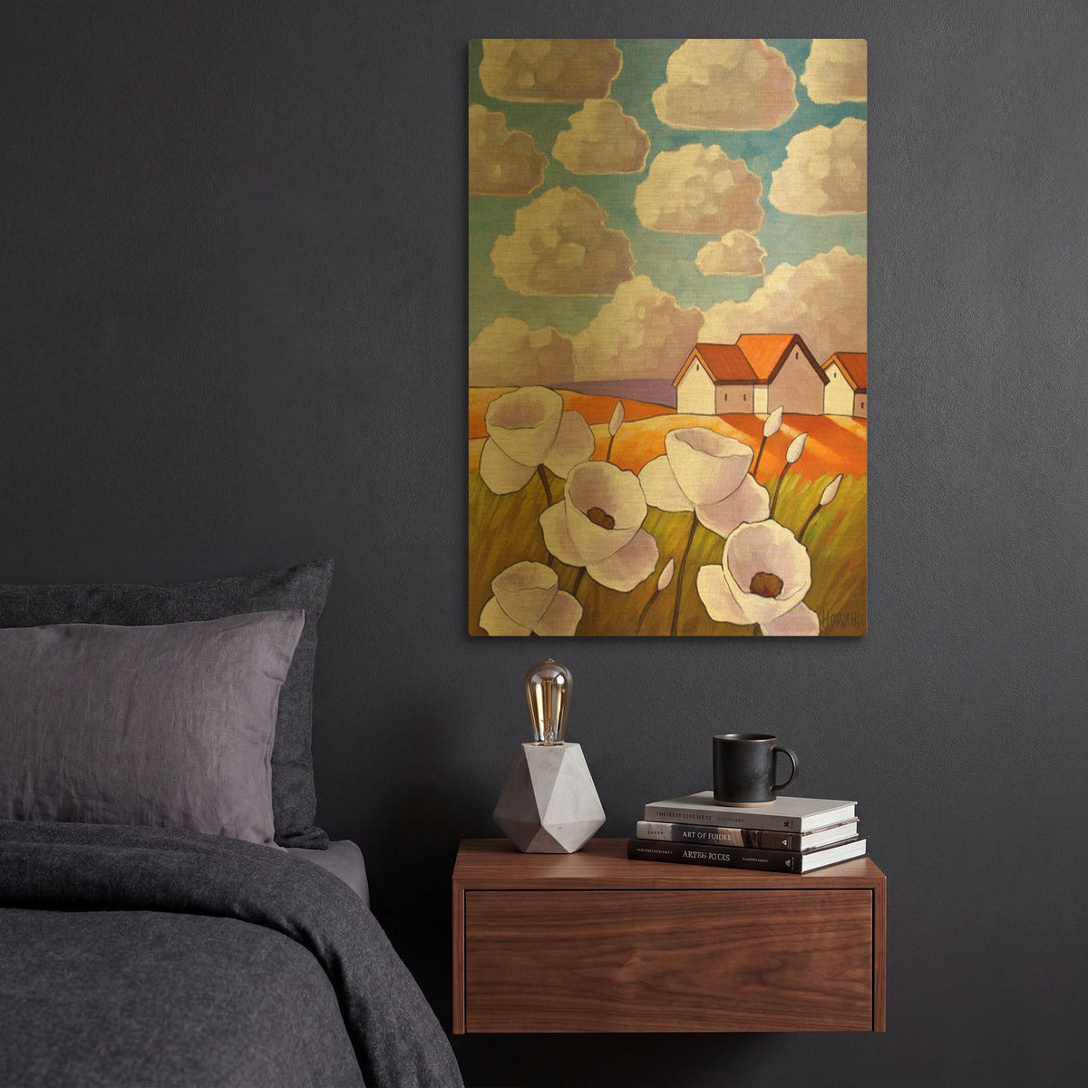 'Flowers & Clouds' By Cathy Horvath Gold Metal Wall Art