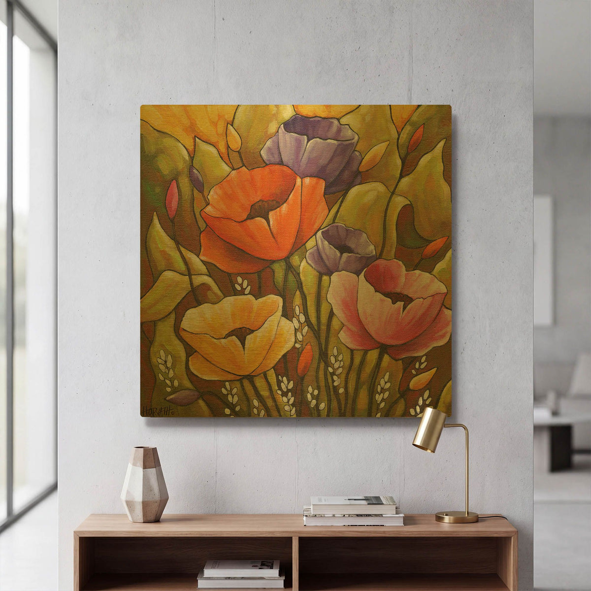 'Flowers 1' By Cathy Horvath Gold Metal Wall Art