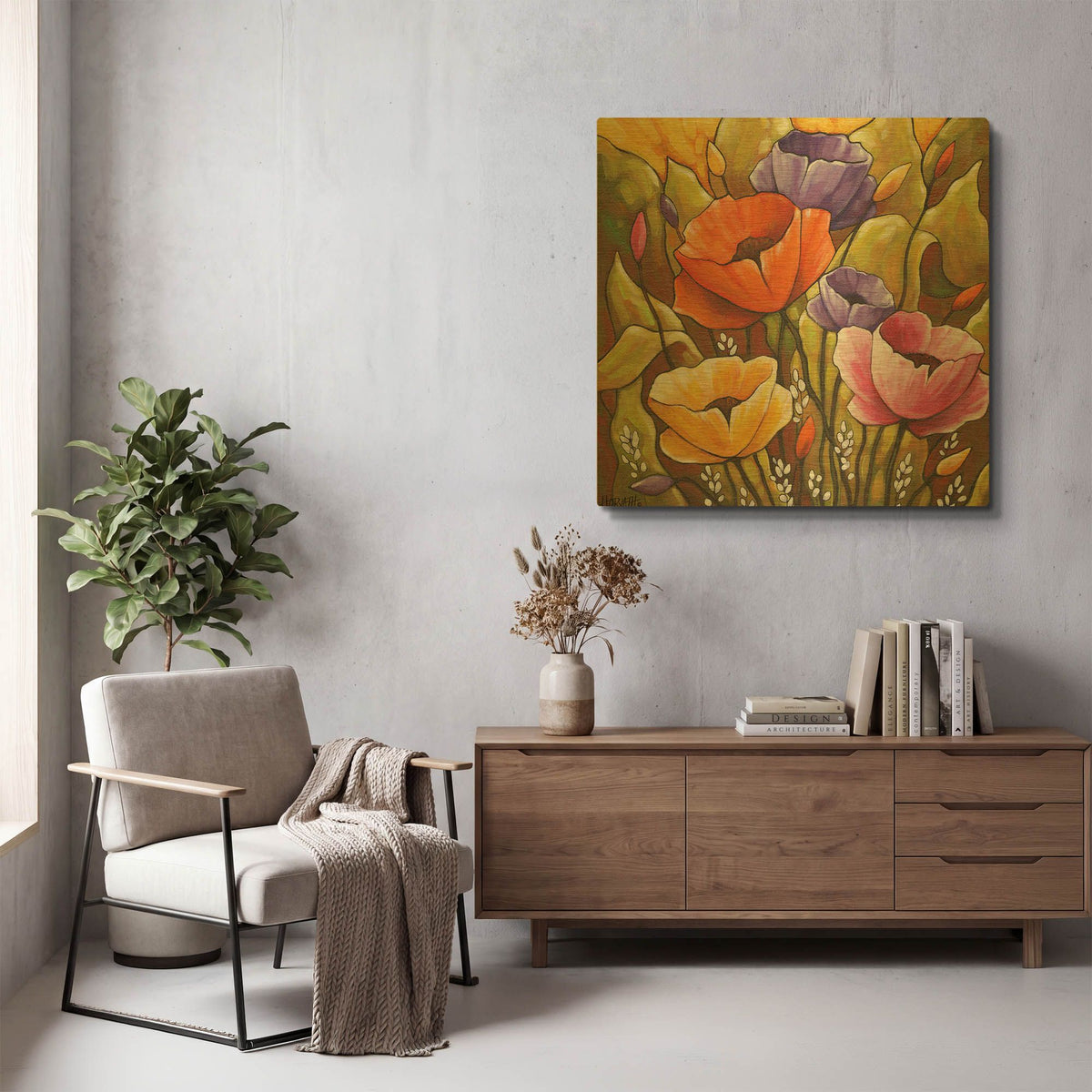 'Flowers 1' By Cathy Horvath Gold Metal Wall Art