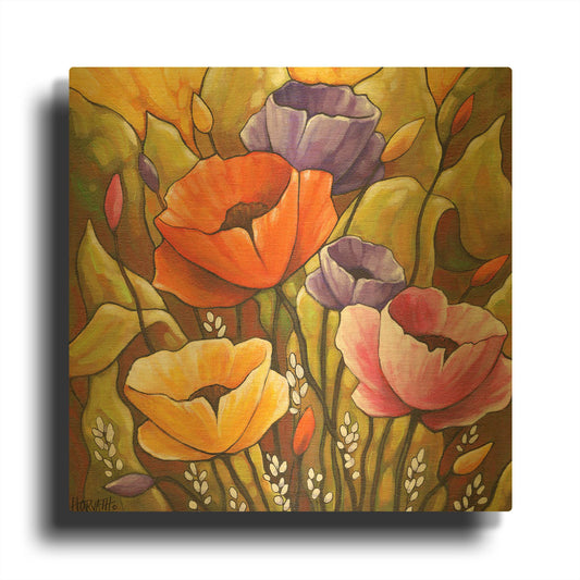 'Flowers 1' By Cathy Horvath Gold Metal Wall Art