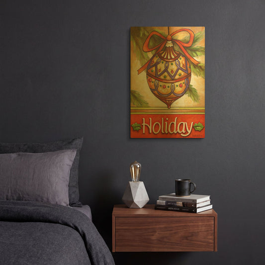 'Holiday Ornament' By Cathy Horvath Gold Metal Wall Art