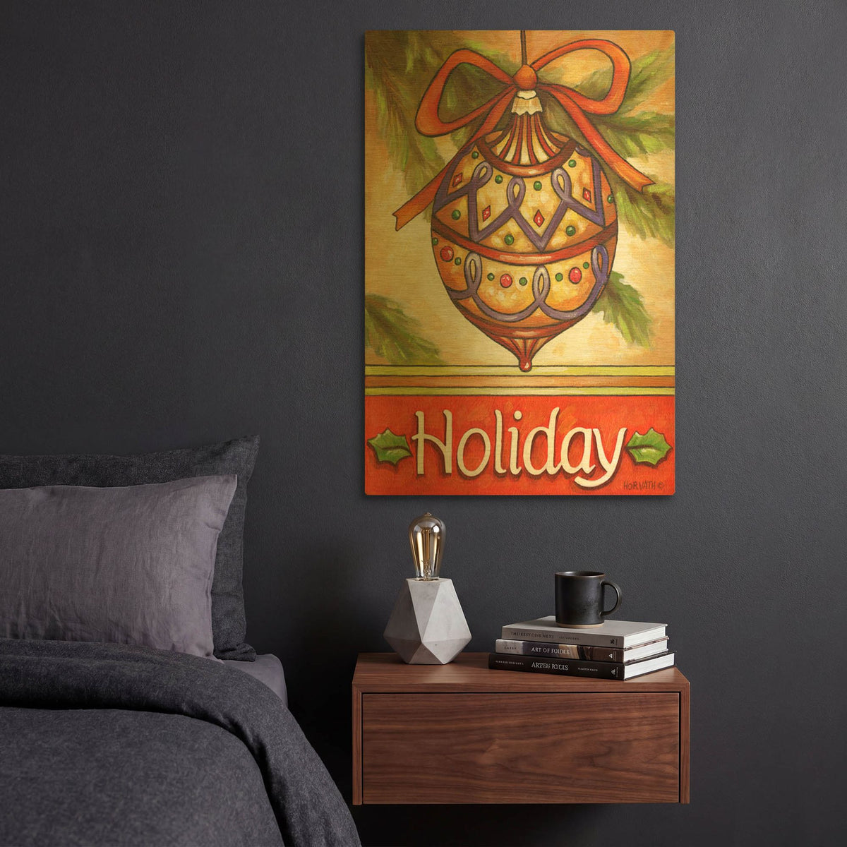 'Holiday Ornament' By Cathy Horvath Gold Metal Wall Art