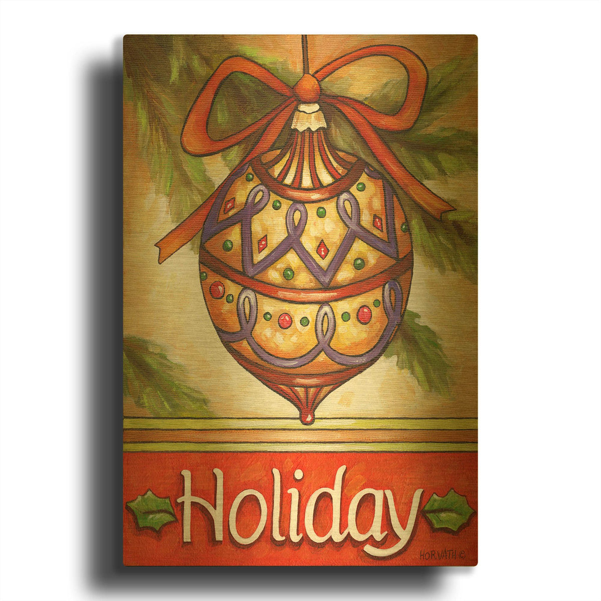 'Holiday Ornament' By Cathy Horvath Gold Metal Wall Art