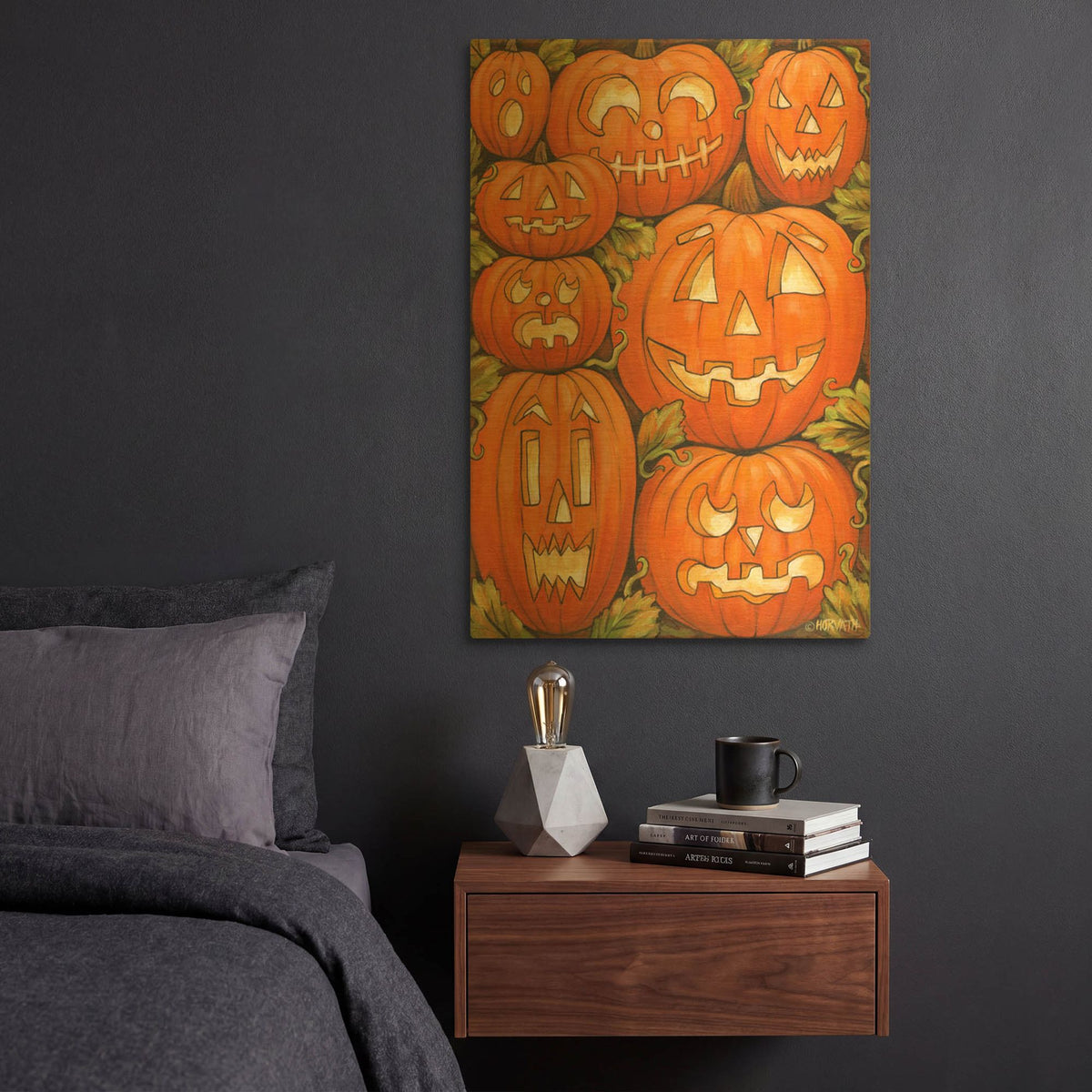 'Jack O Lanterns' By Cathy Horvath Gold Metal Wall Art