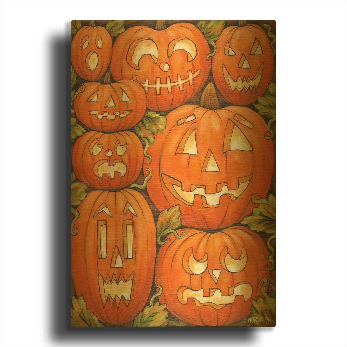 'Jack O Lanterns' By Cathy Horvath Gold Metal Wall Art