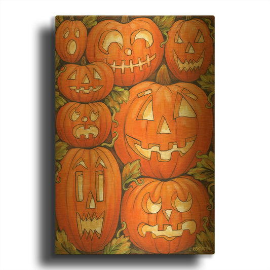 'Jack O Lanterns' By Cathy Horvath Gold Metal Wall Art