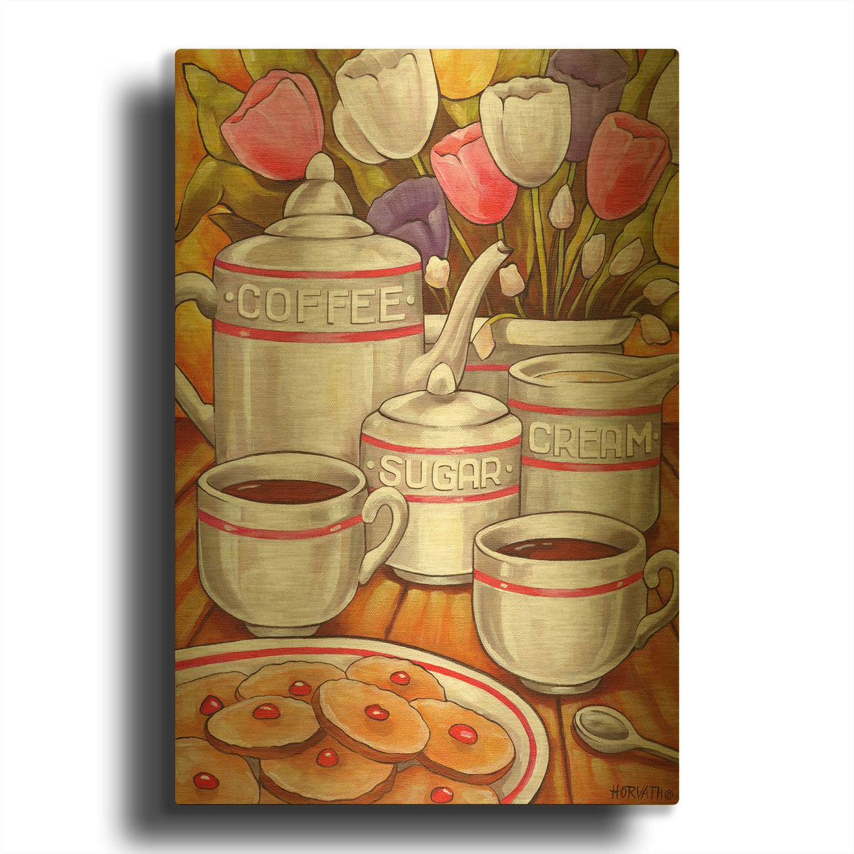 'Coffee Sugar Cream' By Cathy Horvath Gold Metal Wall Art