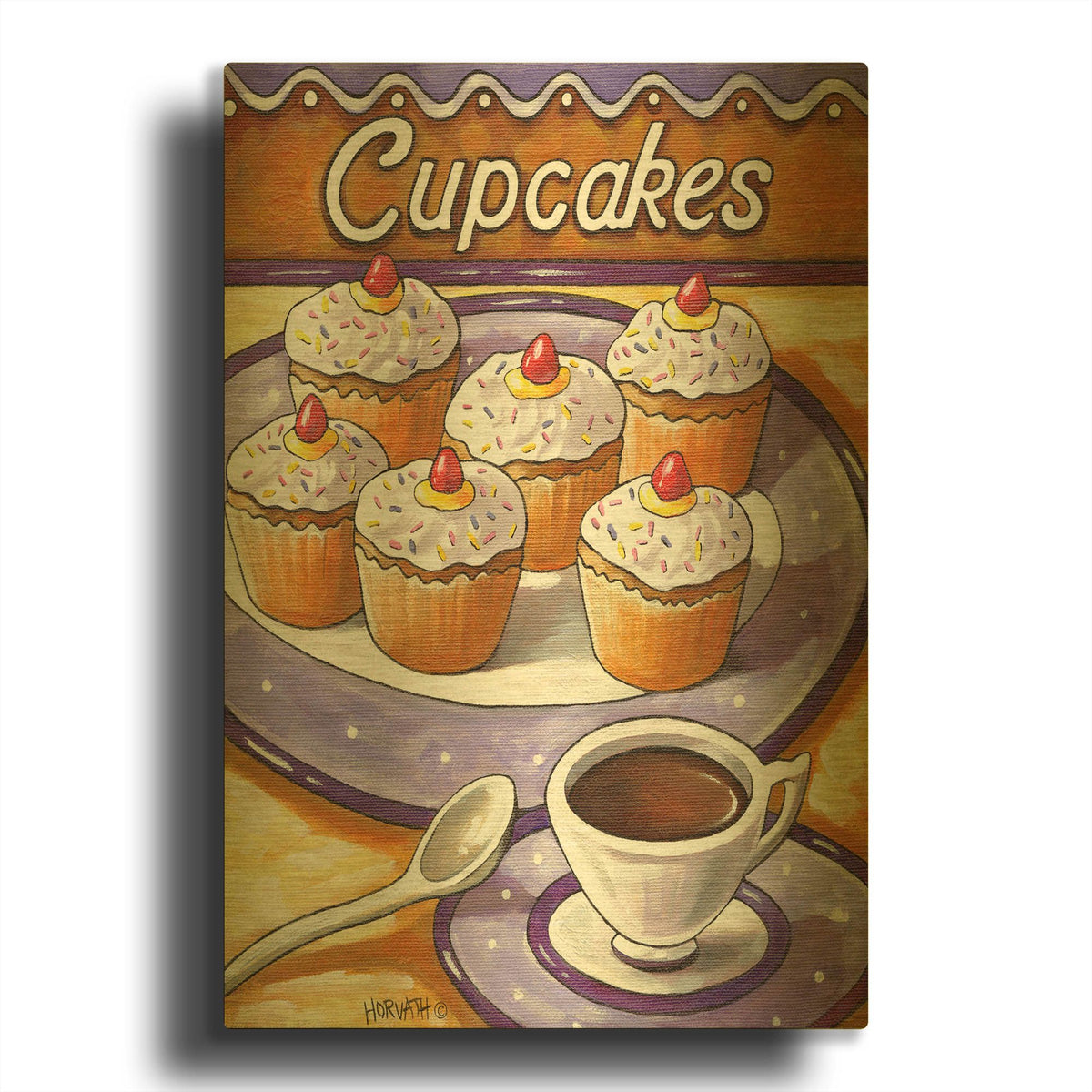 'Cupcakes' By Cathy Horvath Gold Metal Wall Art