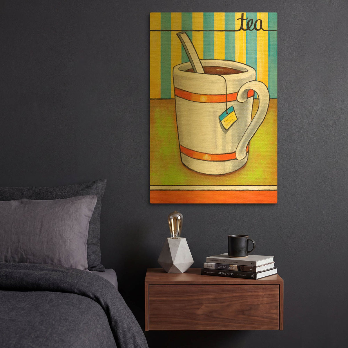 'Good Morning Cafe Tea' By Cathy Horvath Gold Metal Wall Art