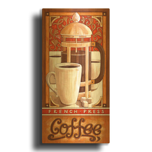 'French Press Coffee' By Cathy Horvath Gold Metal Wall Art