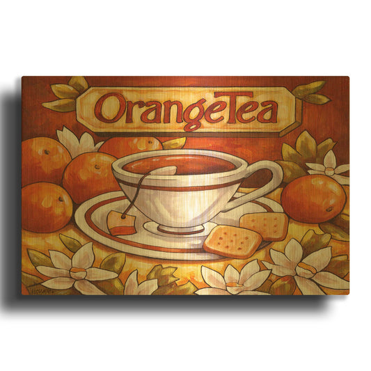 'Tea Time Orange Tea' By Cathy Horvath Gold Metal Wall Art