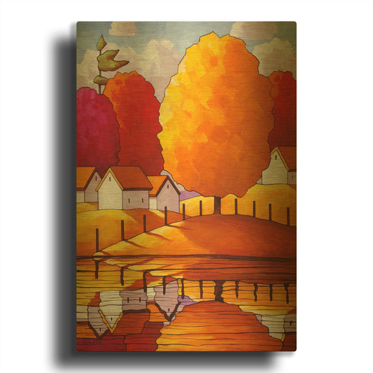 'Golden Country Fall' By Cathy Horvath Gold Metal Wall Art