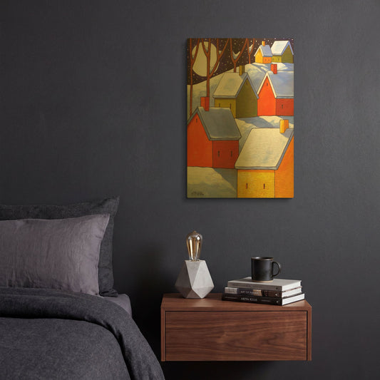 'Hillside Winter Night' By Cathy Horvath Gold Metal Wall Art