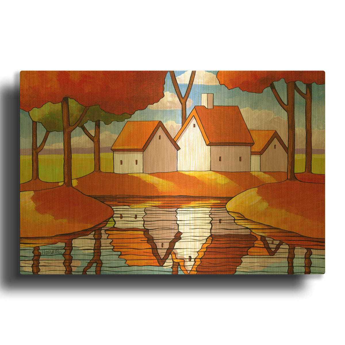 'Secluded Stream View' By Cathy Horvath Gold Metal Wall Art