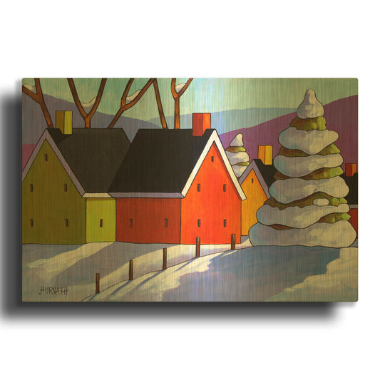 'Snowy Day Shadows' By Cathy Horvath Gold Metal Wall Art