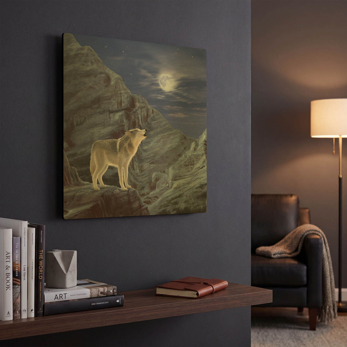 'Wolf Moon' By Chris Dobrowolski Gold Metal Wall Art