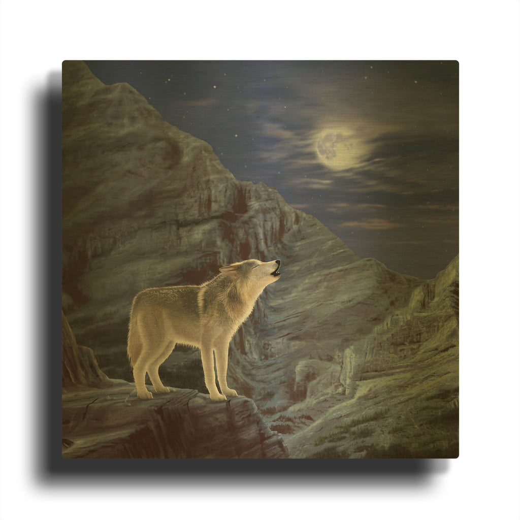 'Wolf Moon' By Chris Dobrowolski Gold Metal Wall Art