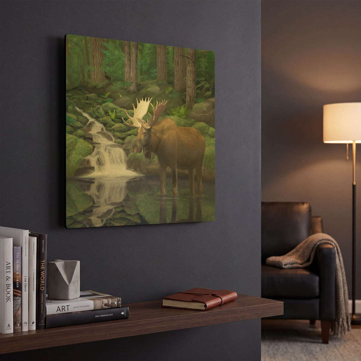 'Woodland Moose' By Chris Dobrowolski Gold Metal Wall Art