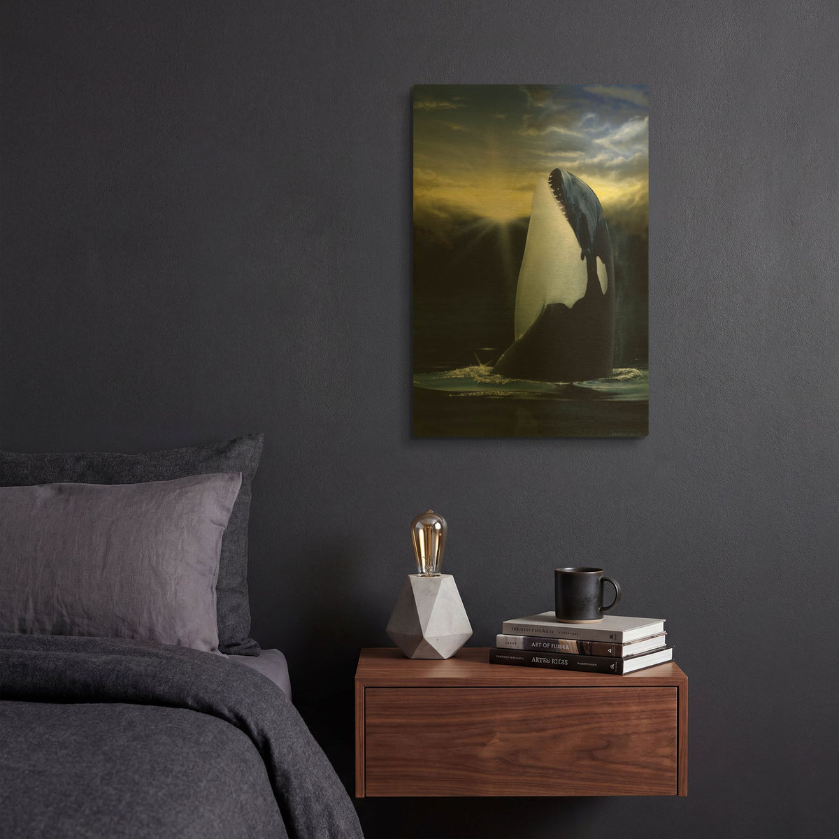 'Orca Sunset' By Chris Dobrowolski Gold Metal Wall Art