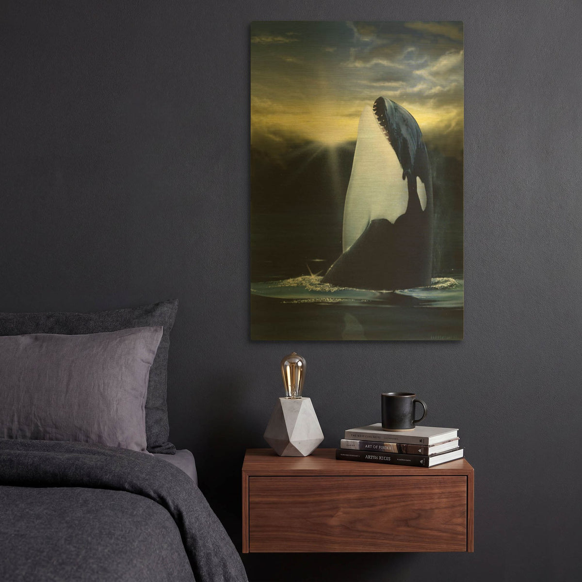 'Orca Sunset' By Chris Dobrowolski Gold Metal Wall Art