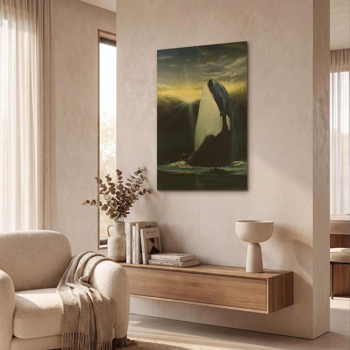 'Orca Sunset' By Chris Dobrowolski Gold Metal Wall Art