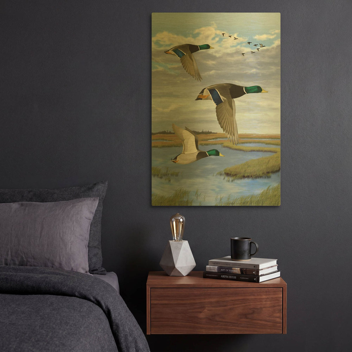 'Salt Marsh Mallards' By Chris Dobrowolski Gold Metal Wall Art