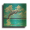 'Blue Water Dolphin' By Chris Dobrowolski Gold Metal Wall Art