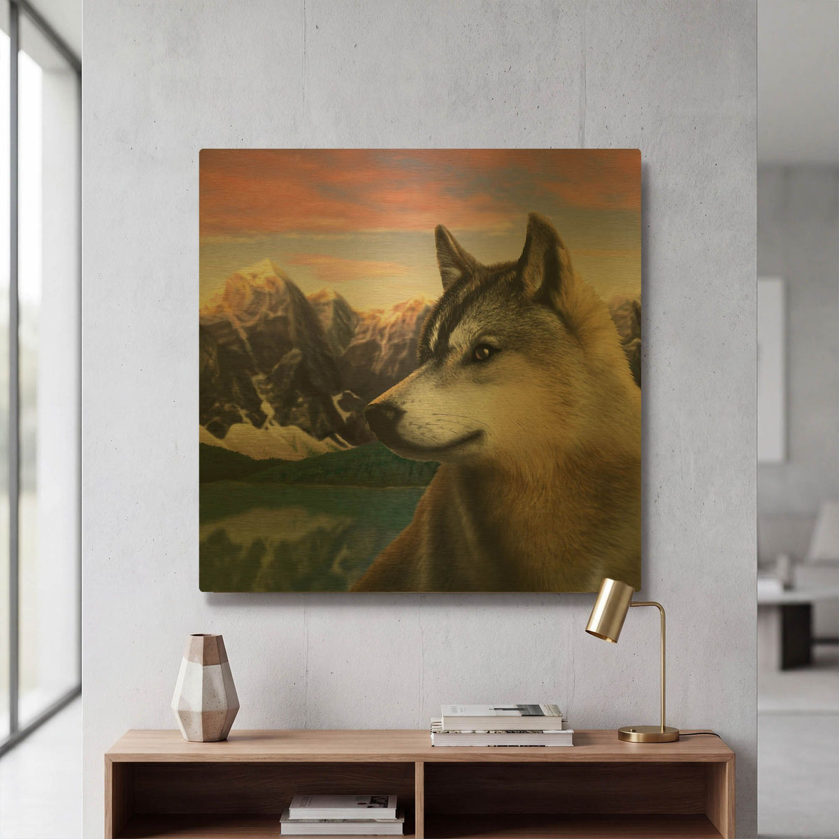 'Rockies Wolf' By Chris Dobrowolski Gold Metal Wall Art