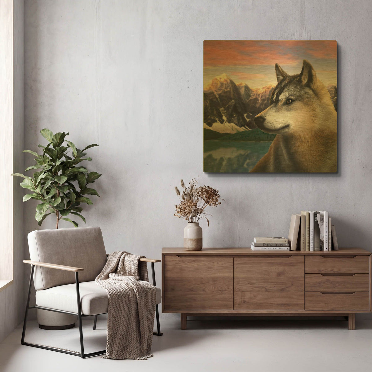 'Rockies Wolf' By Chris Dobrowolski Gold Metal Wall Art