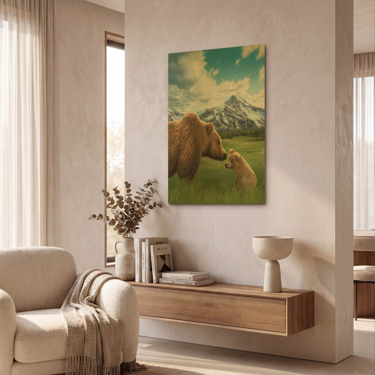 'Mother and Cub' By Chris Dobrowolski Gold Metal Wall Art
