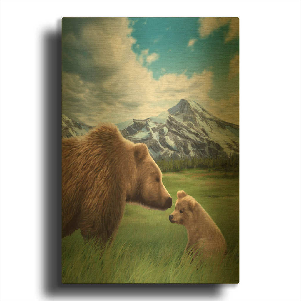 'Mother and Cub' By Chris Dobrowolski Gold Metal Wall Art