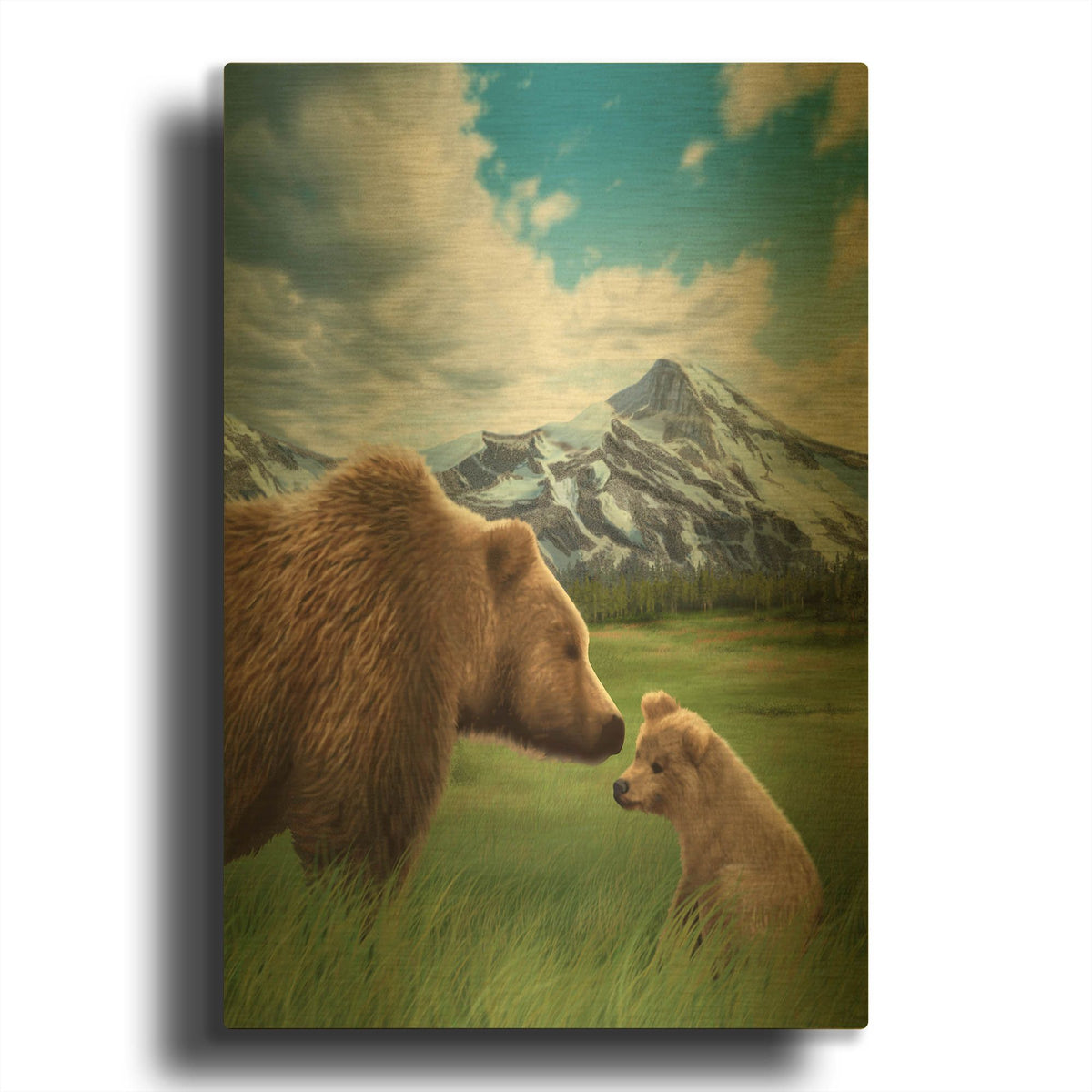 'Mother and Cub' By Chris Dobrowolski Gold Metal Wall Art