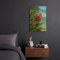 'Winter Cardinal' By Chris Dobrowolski Gold Metal Wall Art