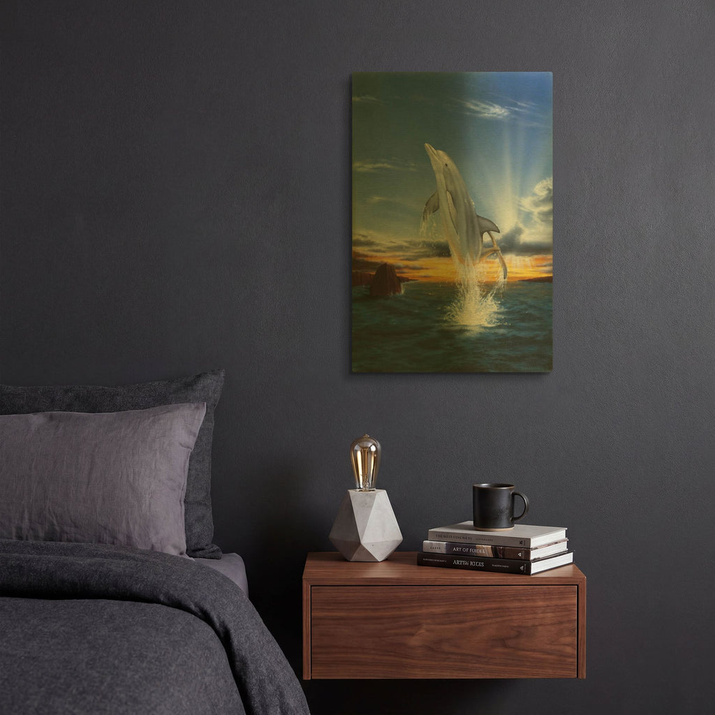 'Leaping Dolphin' By Chris Dobrowolski Gold Metal Wall Art