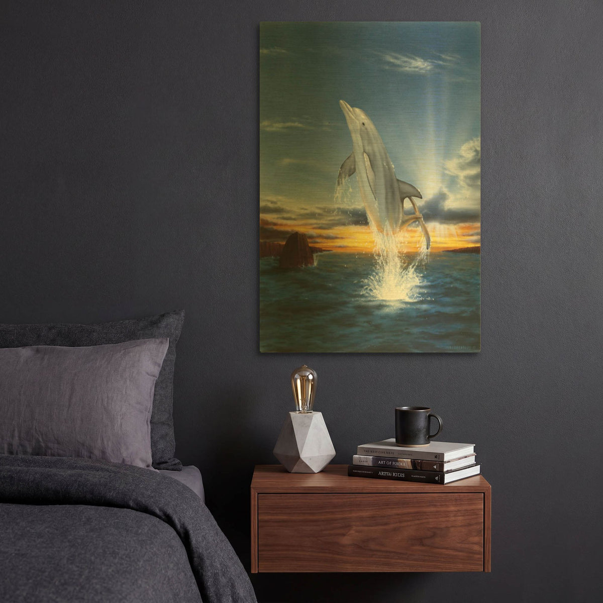 'Leaping Dolphin' By Chris Dobrowolski Gold Metal Wall Art