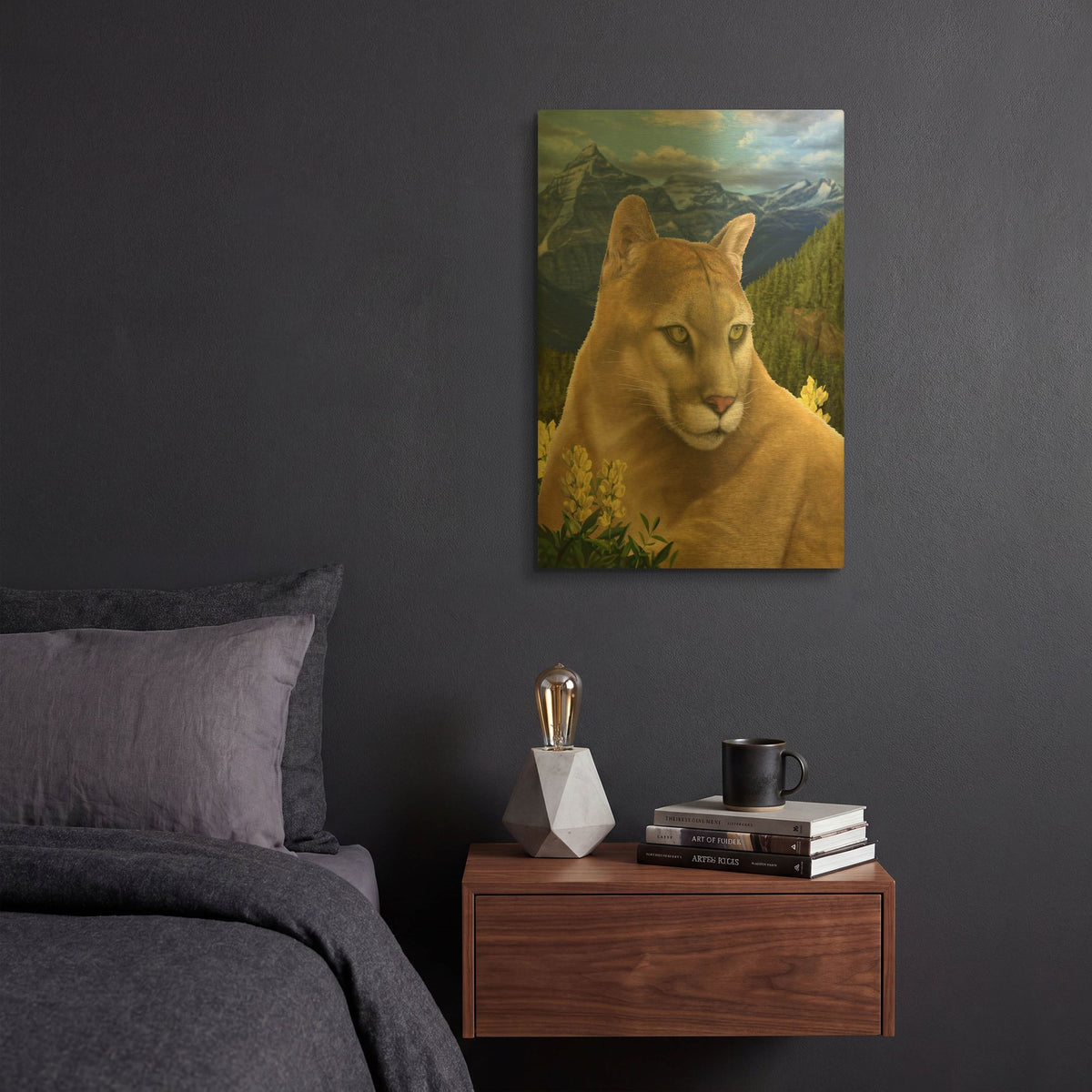 'Rockies Mountain Lion' By Chris Dobrowolski Gold Metal Wall Art