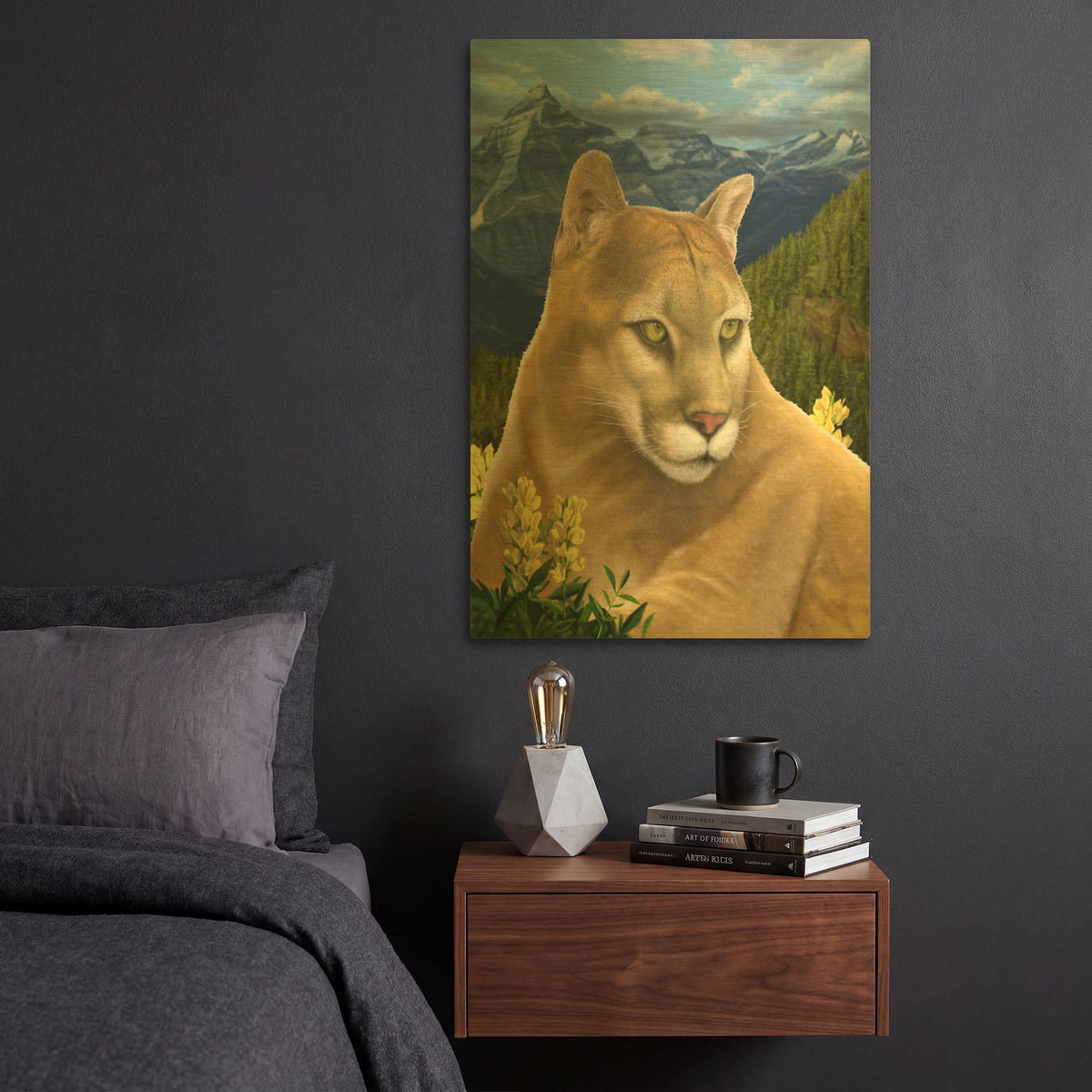 'Rockies Mountain Lion' By Chris Dobrowolski Gold Metal Wall Art