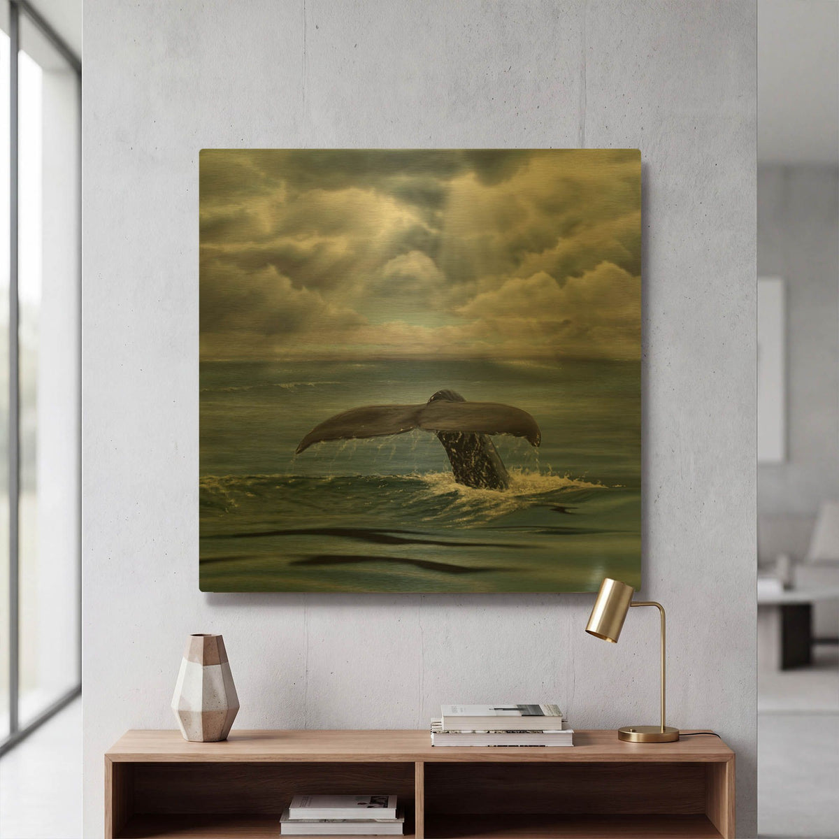 'Whale Fluke' By Chris Dobrowolski Gold Metal Wall Art