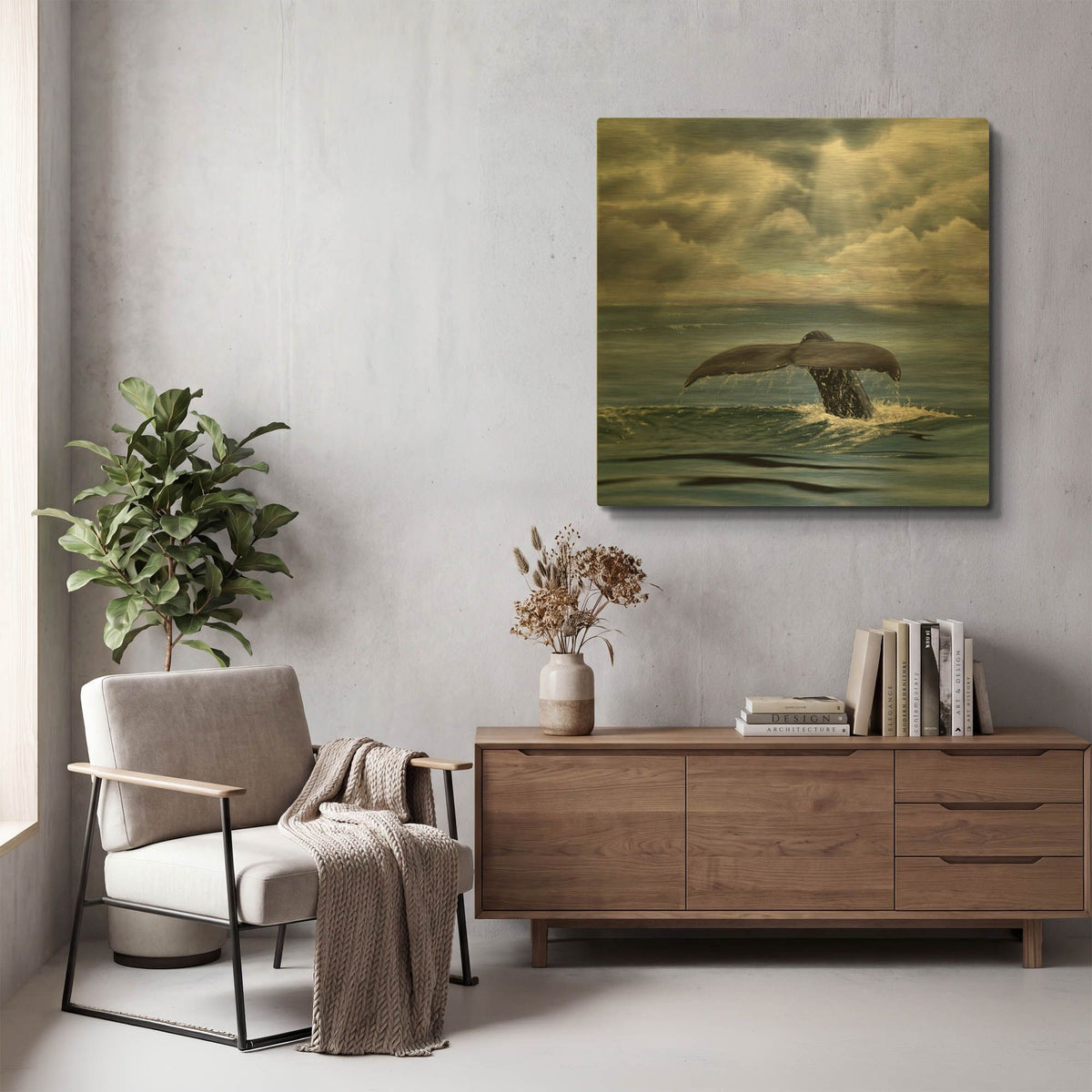'Whale Fluke' By Chris Dobrowolski Gold Metal Wall Art