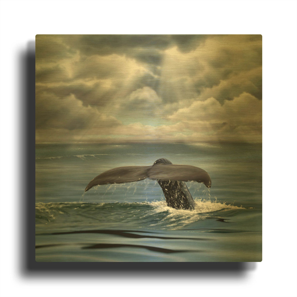 'Whale Fluke' By Chris Dobrowolski Gold Metal Wall Art
