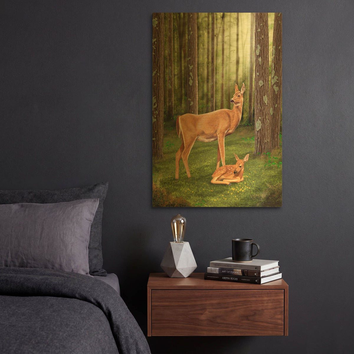 'Doe and Fawn' By Chris Dobrowolski Gold Metal Wall Art
