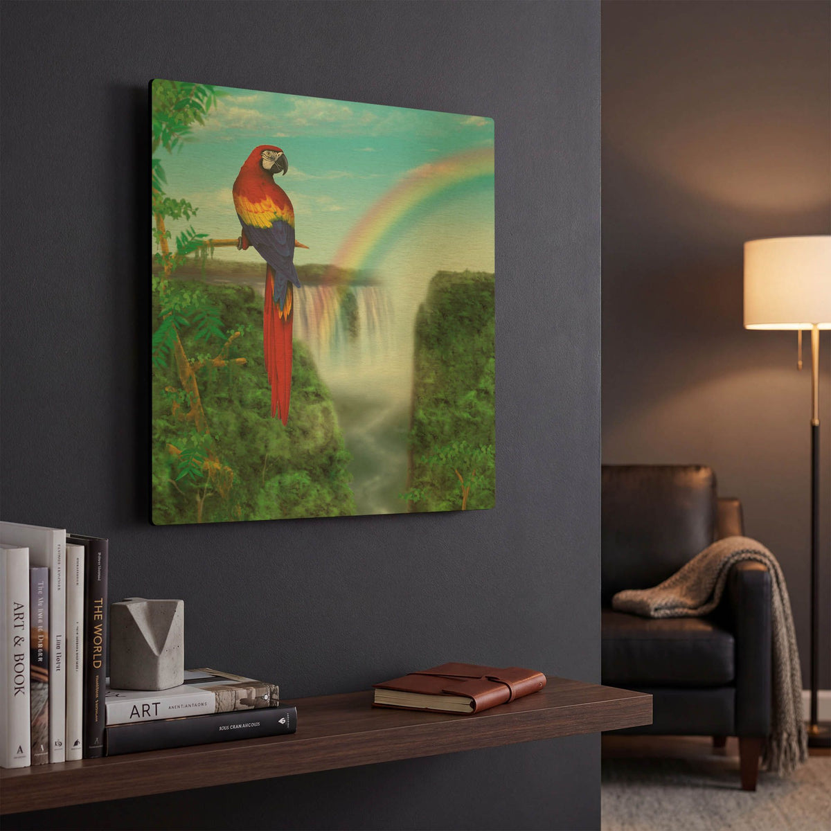 'Macaw' By Chris Dobrowolski Gold Metal Wall Art