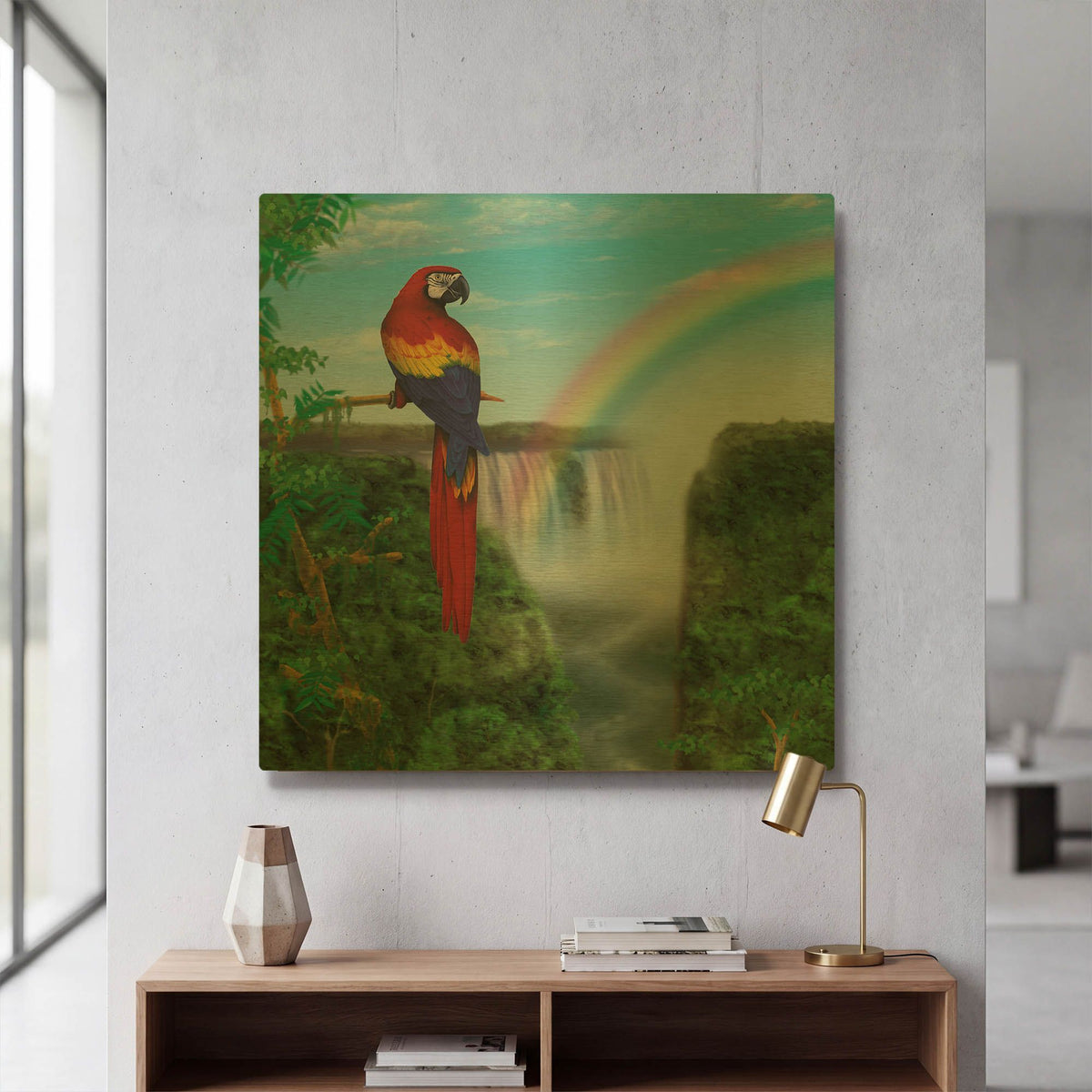 'Macaw' By Chris Dobrowolski Gold Metal Wall Art