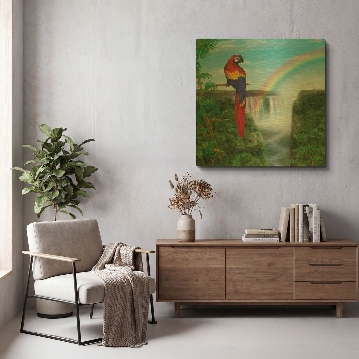 'Macaw' By Chris Dobrowolski Gold Metal Wall Art