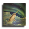 'Narwhal and Northern Lights' By Chris Dobrowolski Gold Metal Wall Art