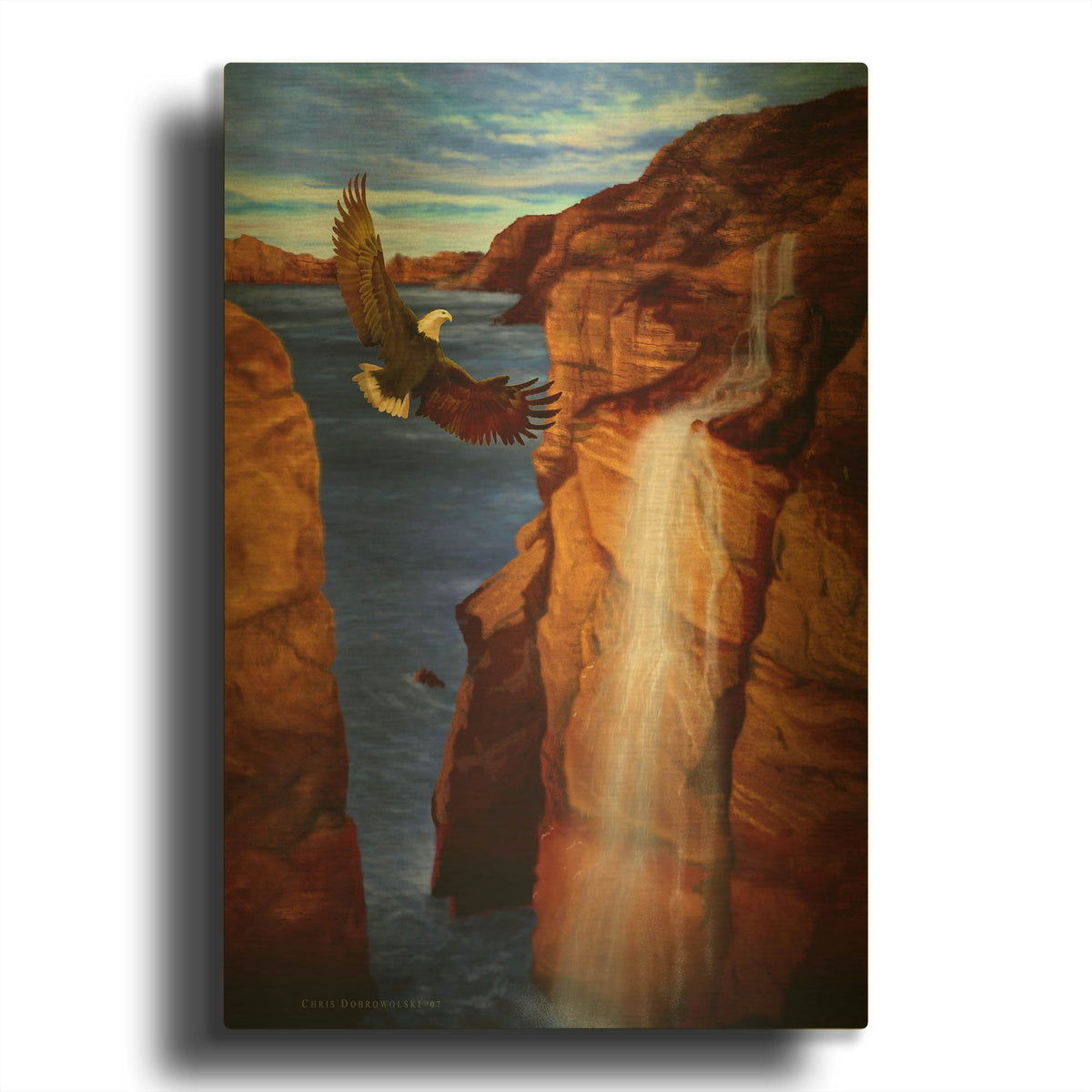 'Canyon Eagle' By Chris Dobrowolski Gold Metal Wall Art