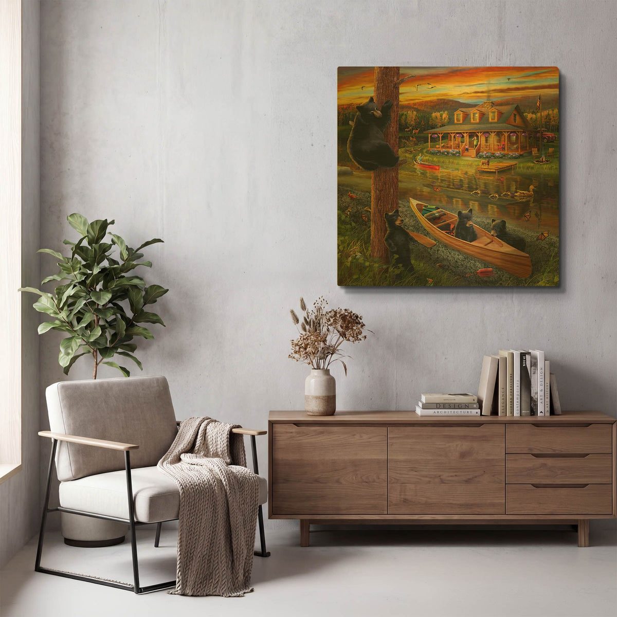 'Bear Family Mischief' By Chris Dobrowolski Gold Metal Wall Art