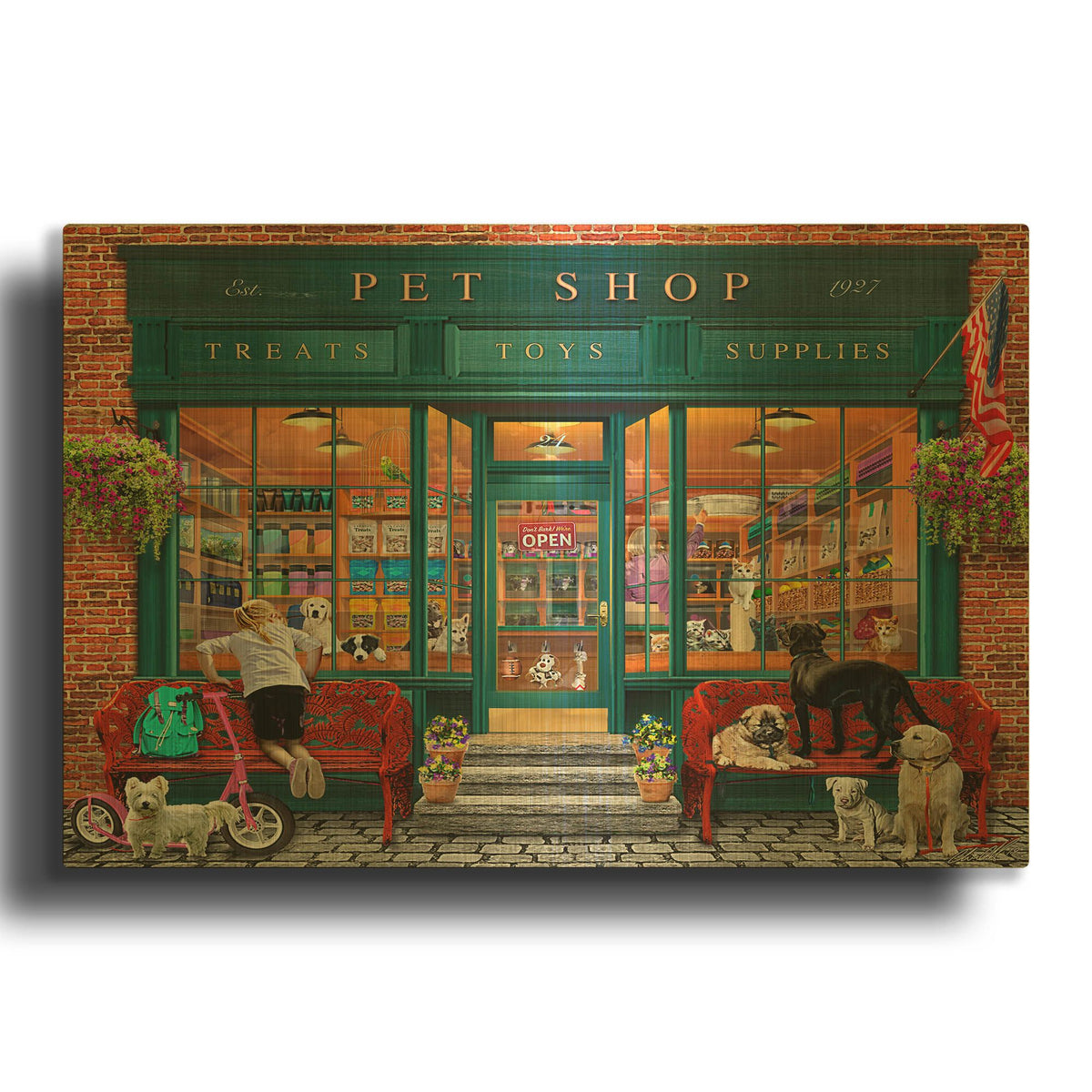 'Pet Shop' By Chris Dobrowolski Gold Metal Wall Art
